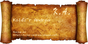 Kolár Andrea névjegykártya